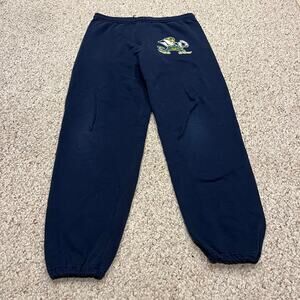 Vintage Notre Dame Mens Sweatpants Sz L Navy Blue Leprechaun Loungewear